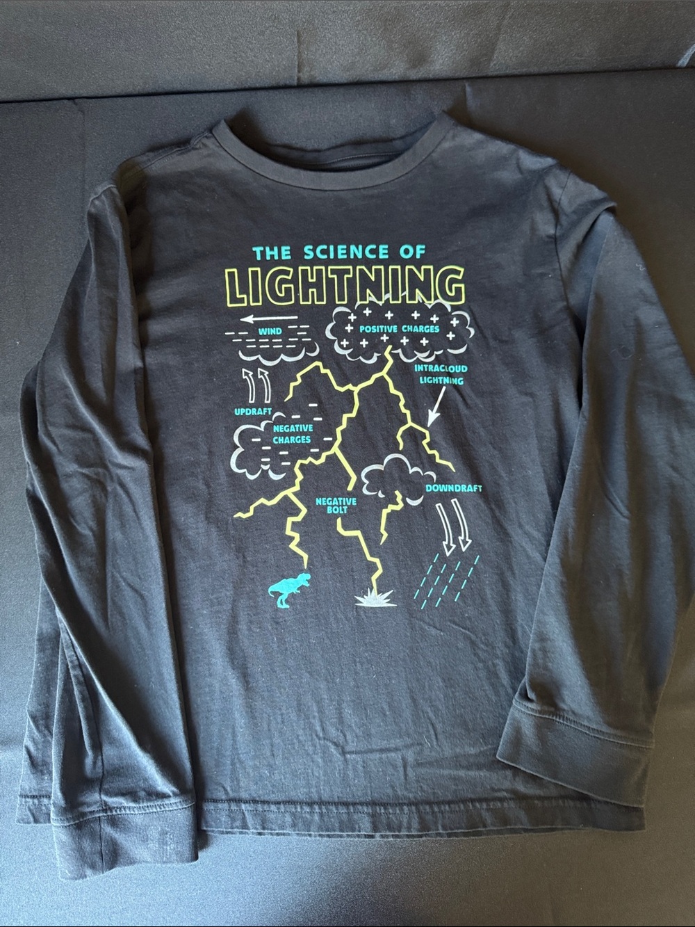Children's Black 'The Science of Lightning' Graphic Long Sleeve Tee